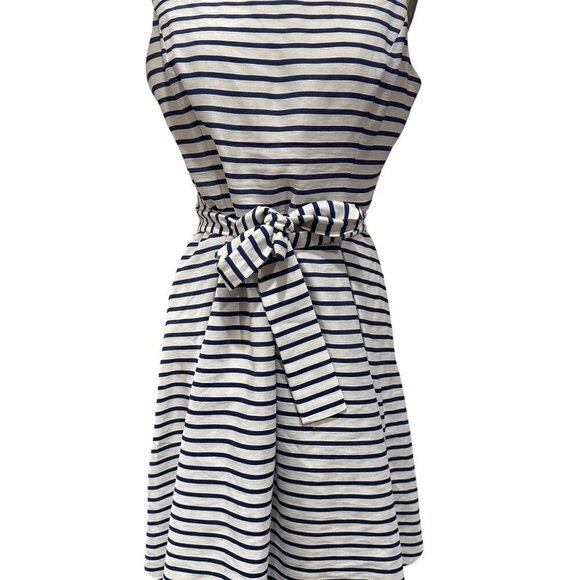 Nine West White Blue Striped Pleated Fit & Flare Dress – Nautical Preppy Style – - Picture 2 of 5